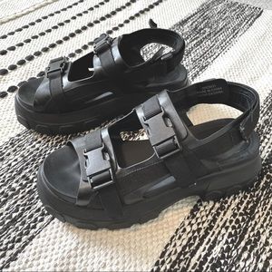 Black Buckle Sandals